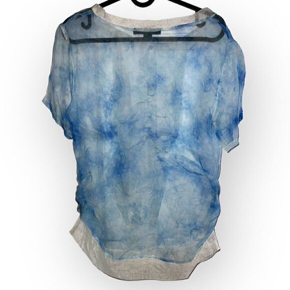 Alexander Wang blue tie dye 100% tencel silk mesh crewneck short sleeve top Med - Picture 5 of 5